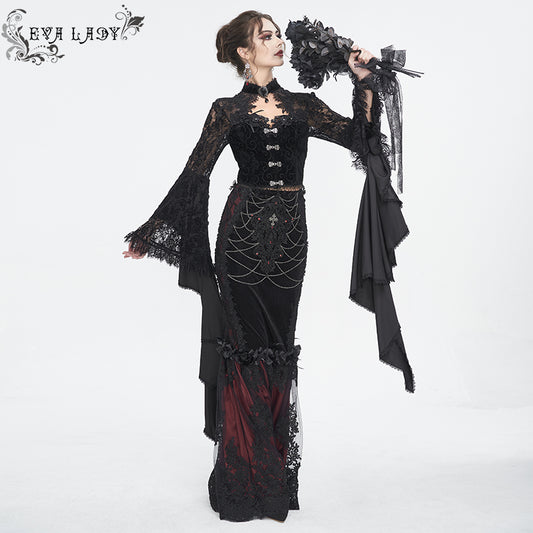 Weeping Beauty Lace Bell Sleeve Gothic Cropped Jacket Top by Eva Lady