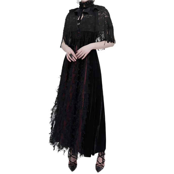 Mortem Gothic Lace Fringe Shawl Top by Eva Lady