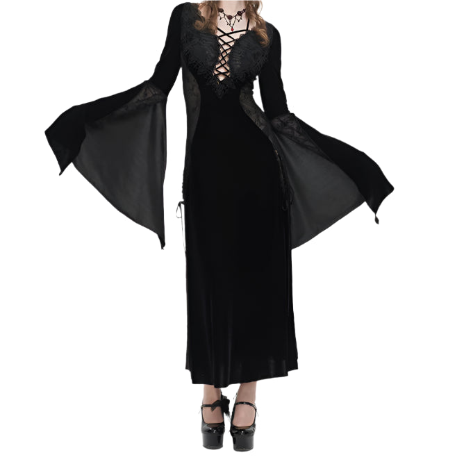 Drusilla Gothic Lace Panel Velvet Dress by Eva Lady