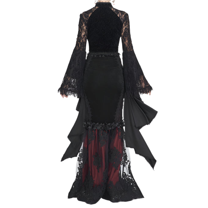 Weeping Beauty Lace Bell Sleeve Gothic Cropped Jacket Top by Eva Lady