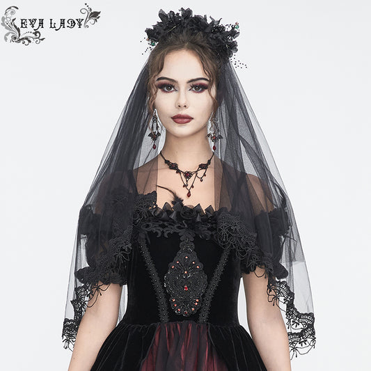 Gothic Wedding Mesh Veil Headress by Eva Lady