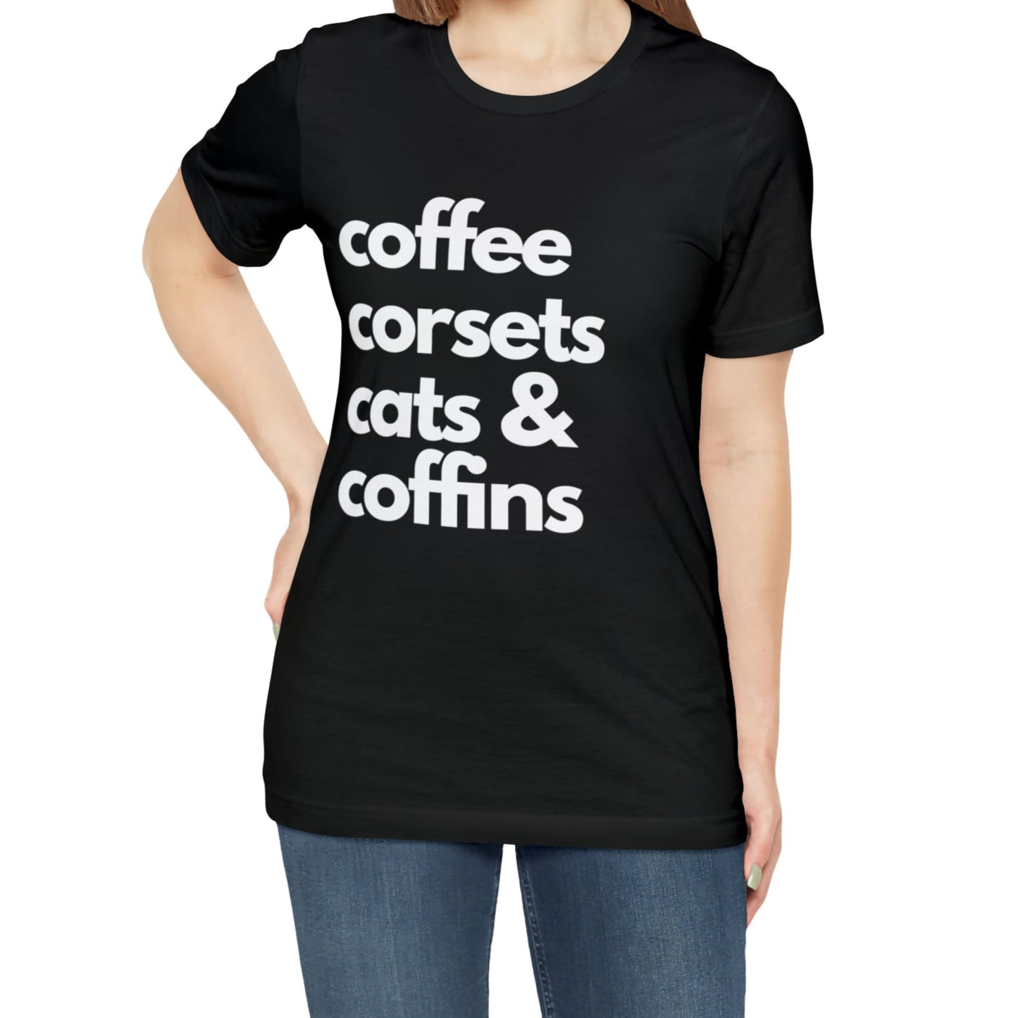 Coffee Corsets Cats & Coffins Top by The Dark Side of Fashion