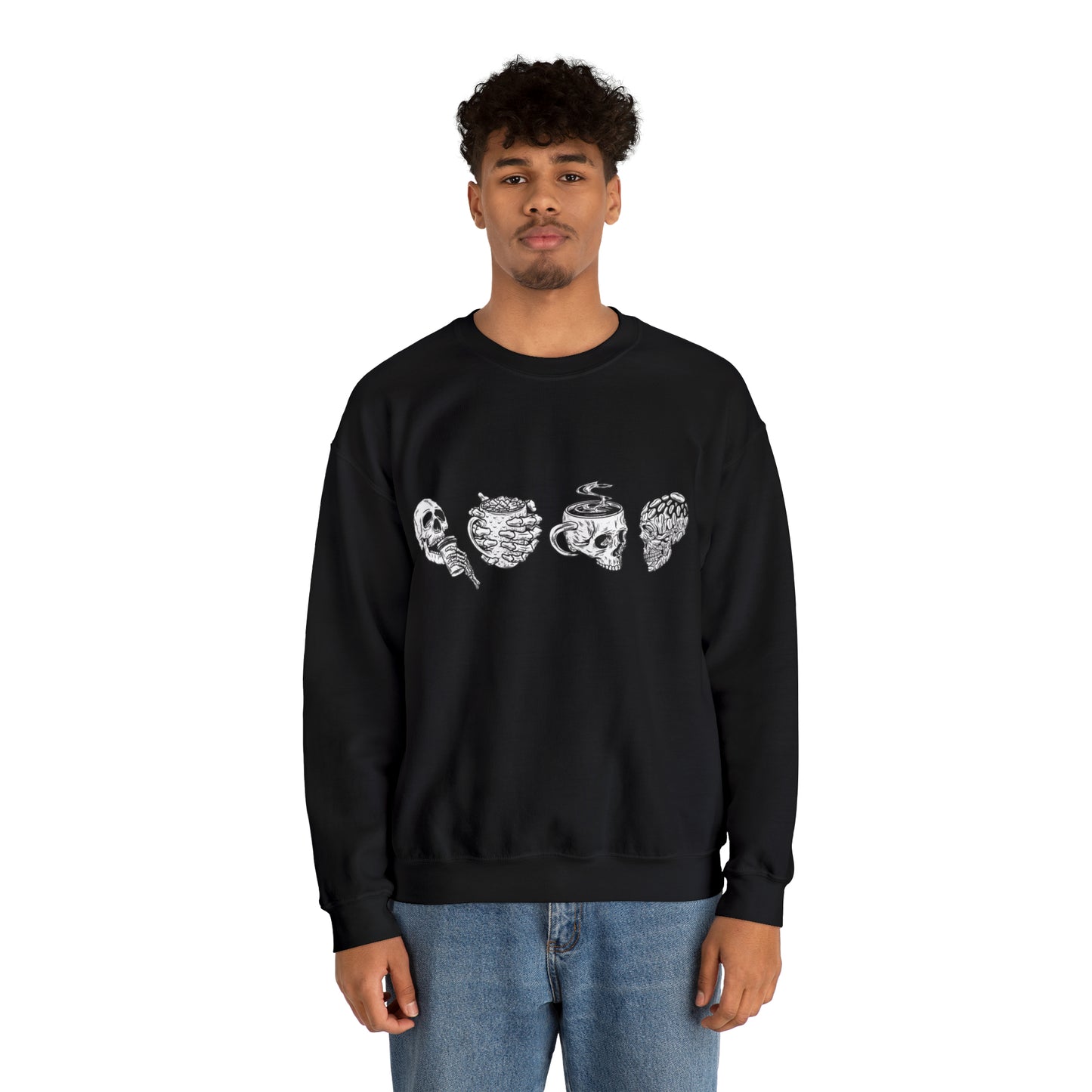 Skull Coffee Lovers Crewneck Sweatshirt Top by The Dark Side of Fashion