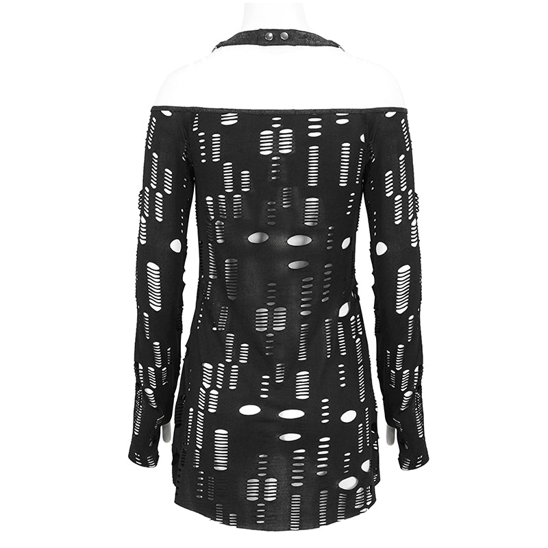 Kelly Cyber Goth Ripped Top by Devil Fashion