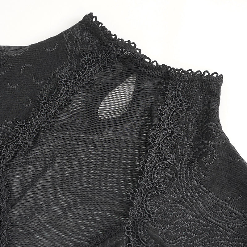 Gothic Dahlia Mesh Sleeve Top by Devil Fashion