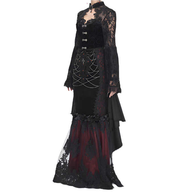 Weeping Beauty Lace Bell Sleeve Gothic Cropped Jacket Top by Eva Lady