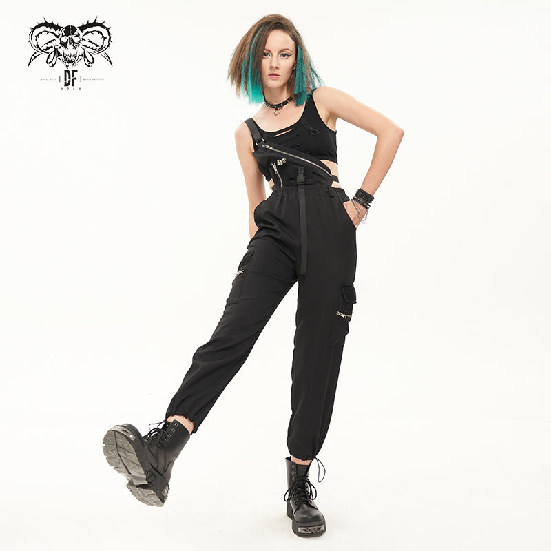 Hailey Half Suspender Overall Cargo Pants by Devil Fashion