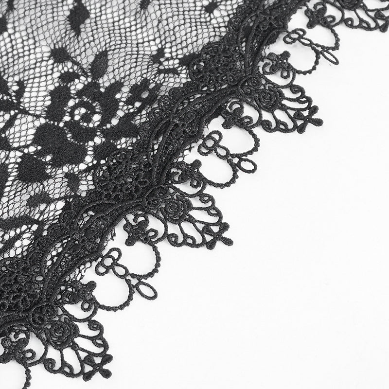Cordelia Gothic Lace Hooded Tassle Vest by Devil Fashion