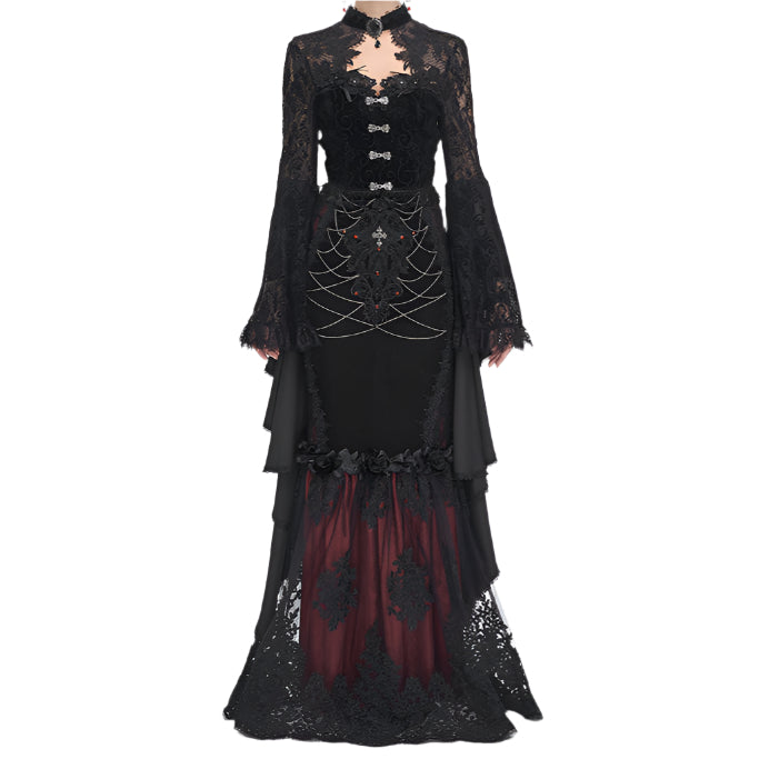 Weeping Beauty Lace Bell Sleeve Gothic Cropped Jacket Top by Eva Lady