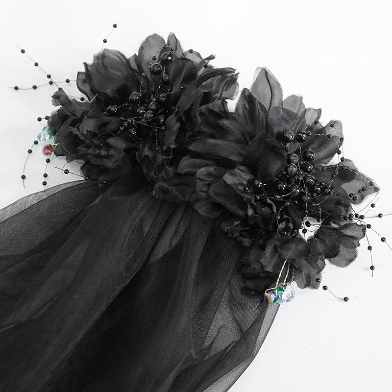 Gothic Wedding Mesh Veil Headdress by Eva Lady