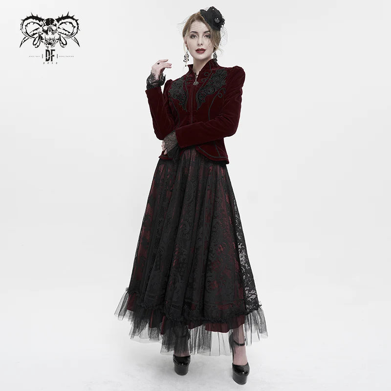 Dark Delights Gothic Lace Red Skirt by Devil Fashion