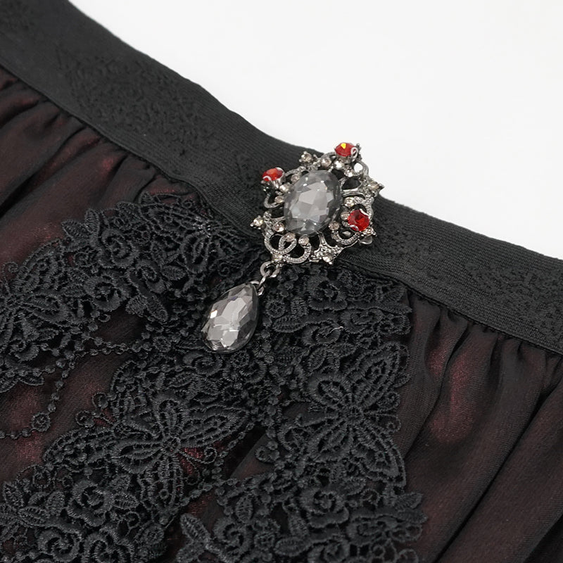 Mysterious Nosebleeds Gothic Lace Red & Black Skirt by Devil Fashion