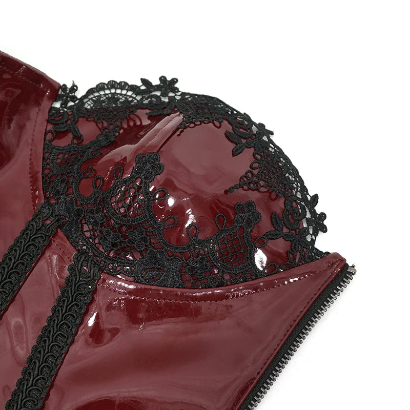 Alana Red Patent Leather Gothic Corset by Devil Fashion