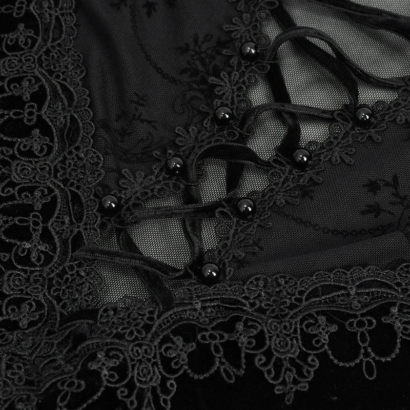 Drusilla Gothic Lace Panel Velvet Dress by Eva Lady