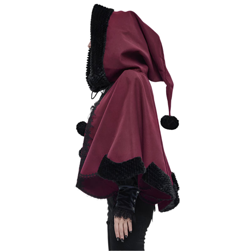 Thorns Of A Rose Gothic Black Faux Fur Shawl Cape by Devil Fashion