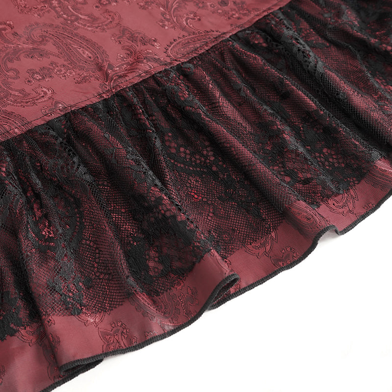 Cullen Red Gothic High Waist Skirt by Devil Fashion