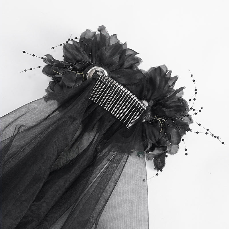 Gothic Wedding Mesh Veil Headdress by Eva Lady