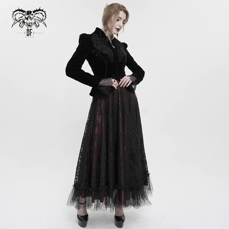 Dark Delights Gothic Lace Red Skirt by Devil Fashion