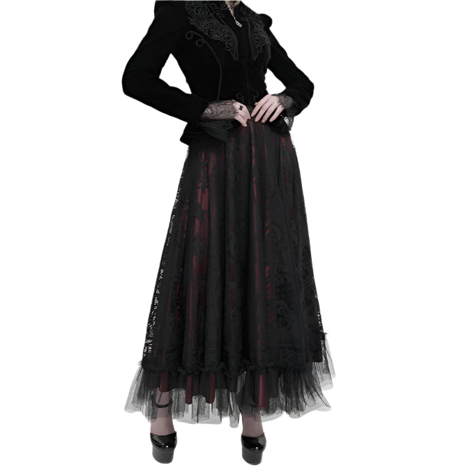 Dark Delights Gothic Lace Red Skirt by Devil Fashion