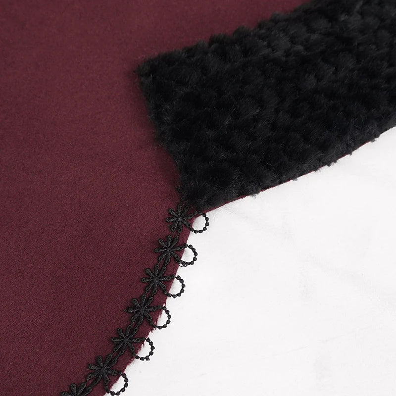 Thorns Of A Rose Gothic Black Faux Fur Shawl Cape by Devil Fashion