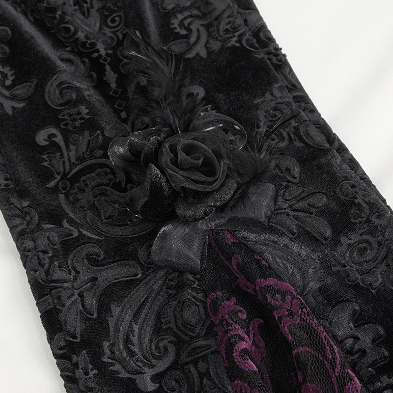 Moonlit Roses Purple Velveteen Flare Pants by Eva Lady