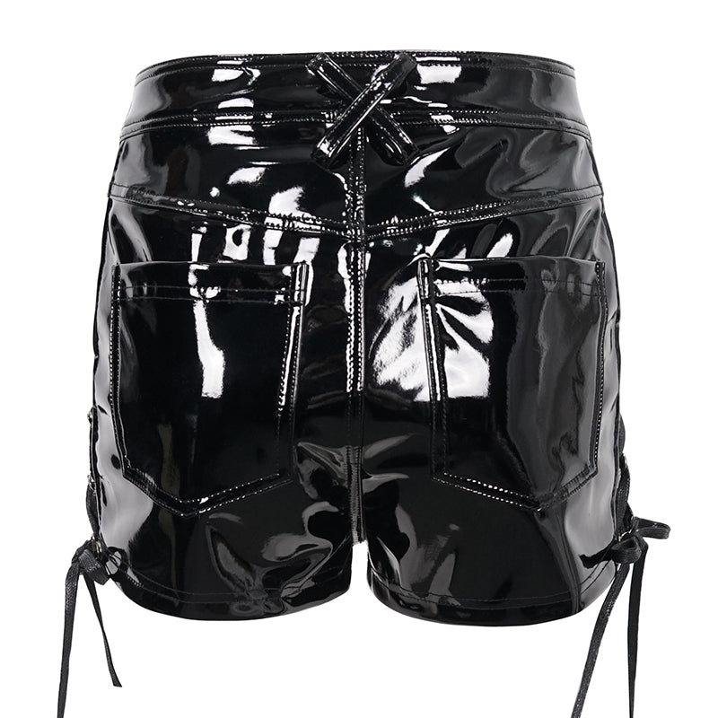 Onyx Love PVC Leather Shorts by Devil Fashion