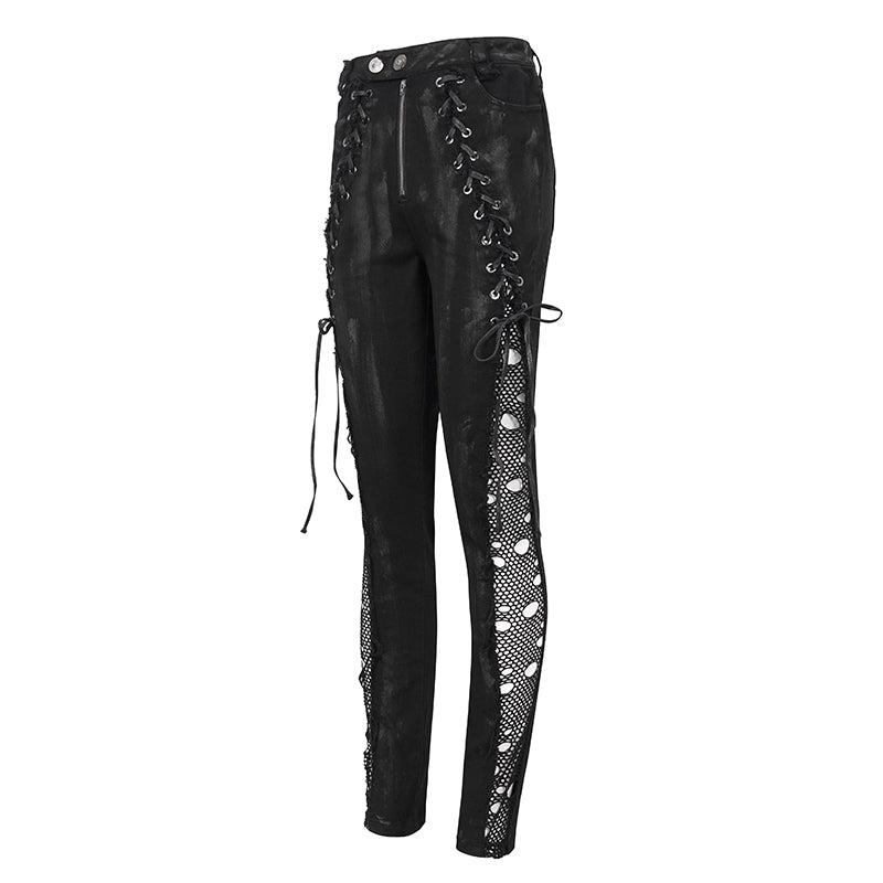 Lucien Lace Up Mesh Panel Pants by Devil Fashion