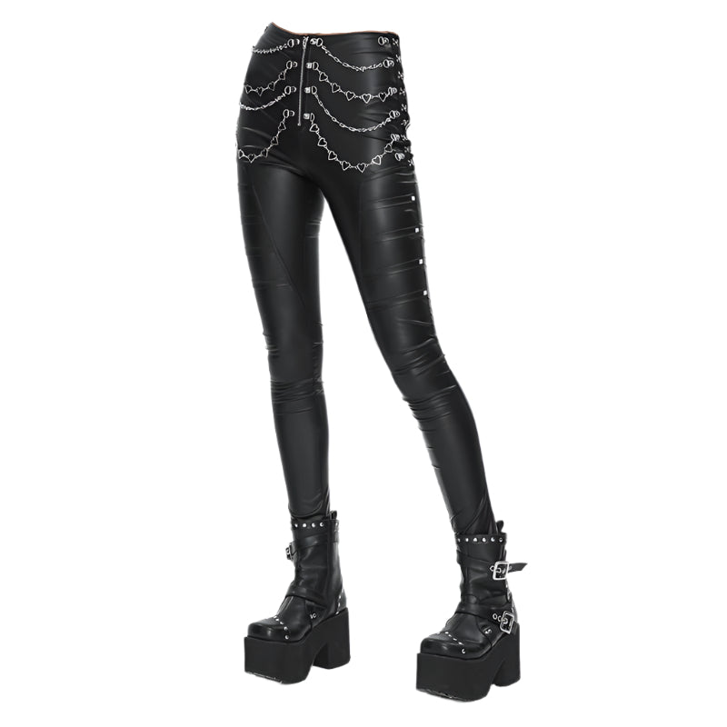 Broken Love PU Leather Pants by Devil Fashion