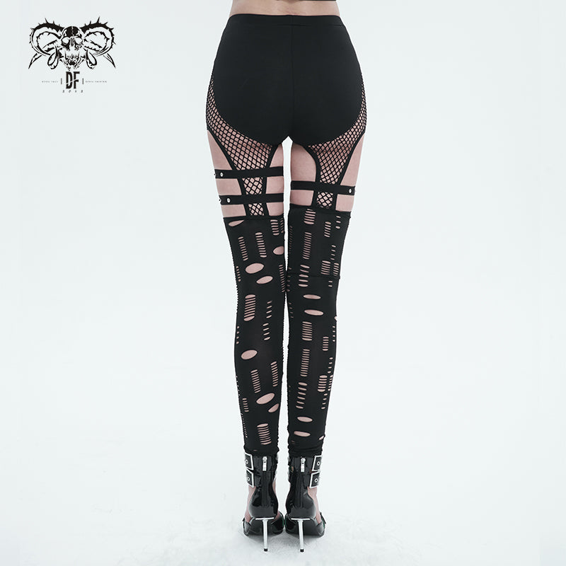 Glitch Ripped Mesh Leggings by Devil Fashion