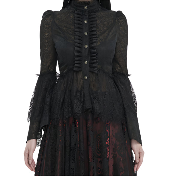 Marigold Gothic Lace Blouse Top by Devil Fashion