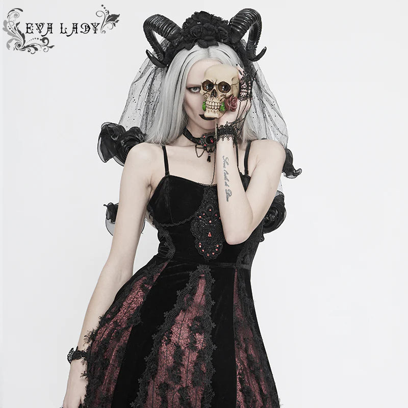 Back From The Dead Black & Red Gothic Dress by Eva Lady