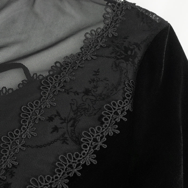 Drusilla Gothic Lace Panel Velvet Dress by Eva Lady