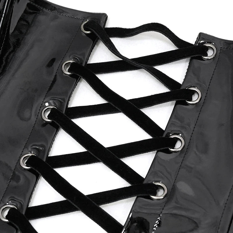 Alana Black Patent Leather Gothic Corset by Devil Fashion