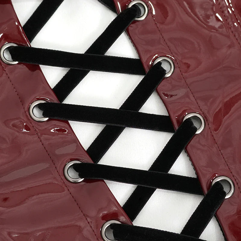 Alana Red Patent Leather Gothic Corset by Devil Fashion