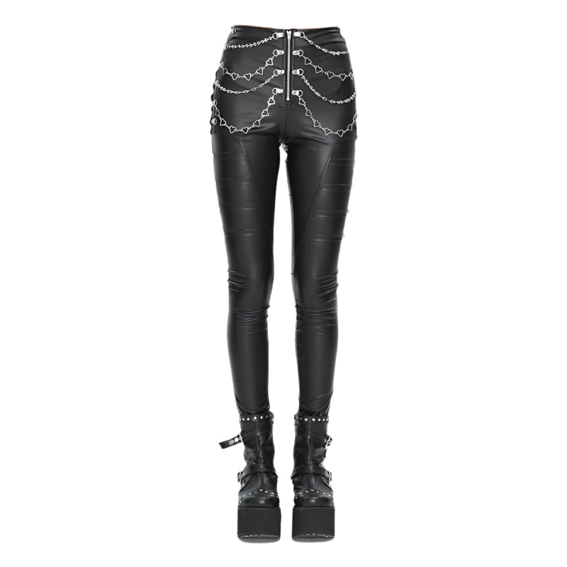 Broken Love PU Leather Pants by Devil Fashion