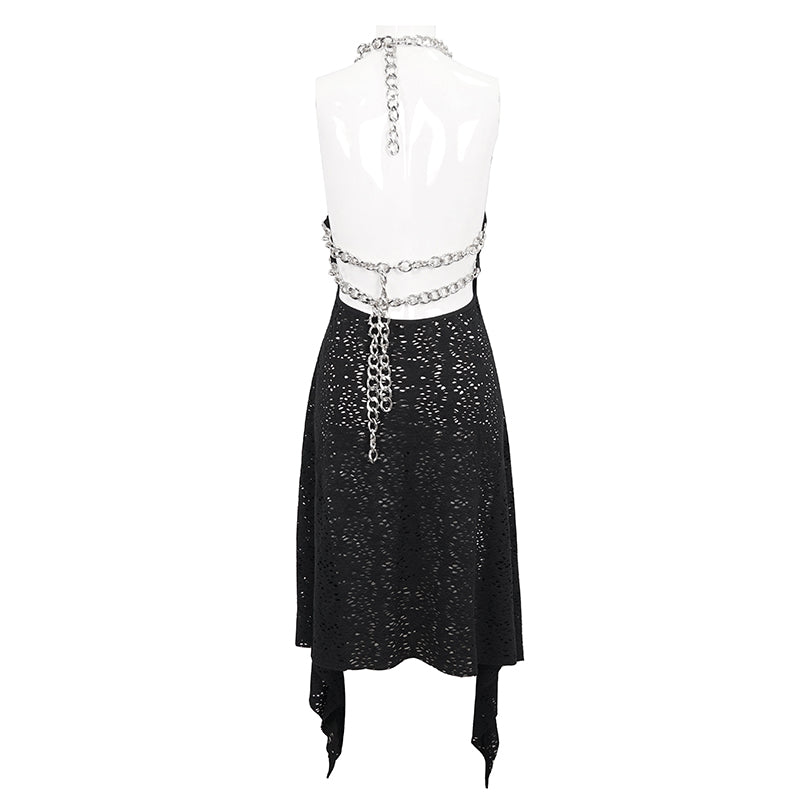 Helena Mesh Chain Strap Halter Dress by Devil Fashion