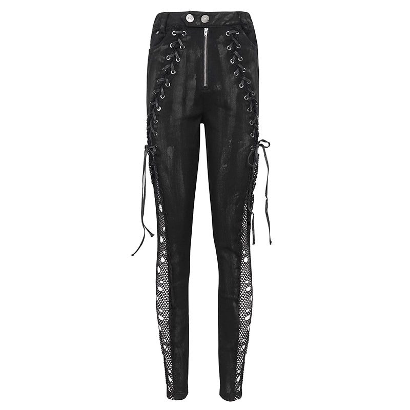 Lucien Lace Up Mesh Panel Pants by Devil Fashion