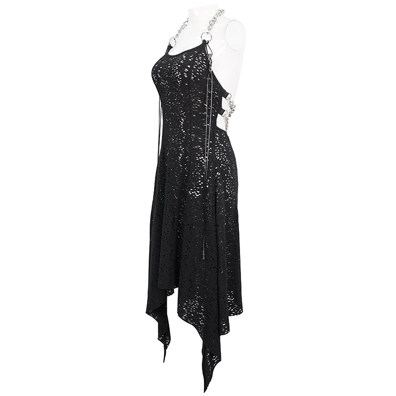 Helena Mesh Chain Strap Halter Dress by Devil Fashion