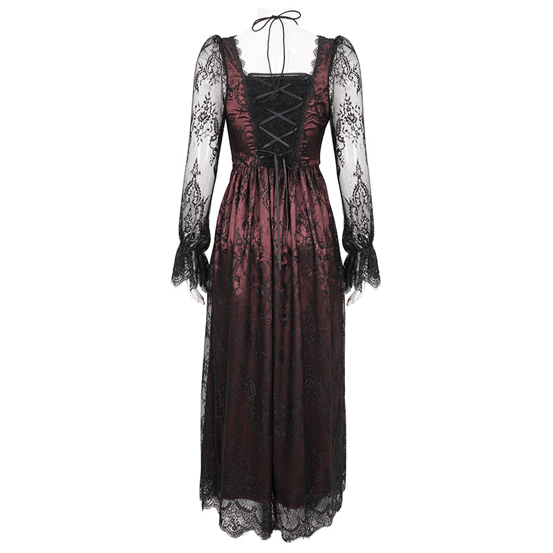 Crimson Calligraphy Lace Dress by Devil Fashion