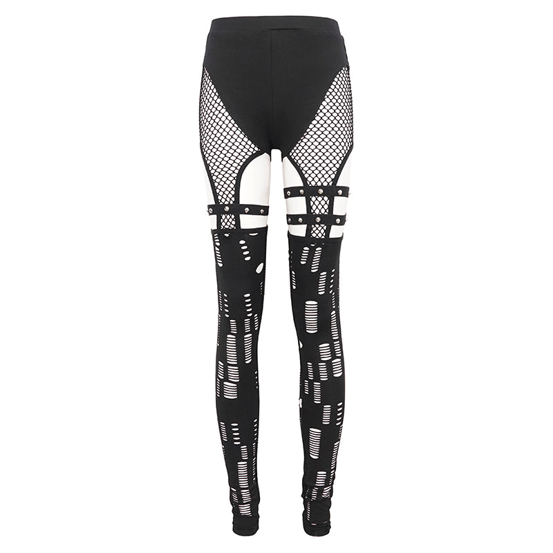 Glitch Ripped Mesh Leggings by Devil Fashion