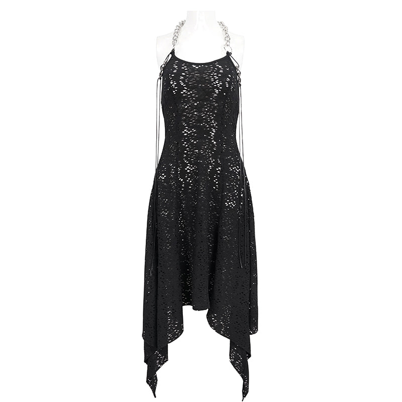 Helena Mesh Chain Strap Halter Dress by Devil Fashion
