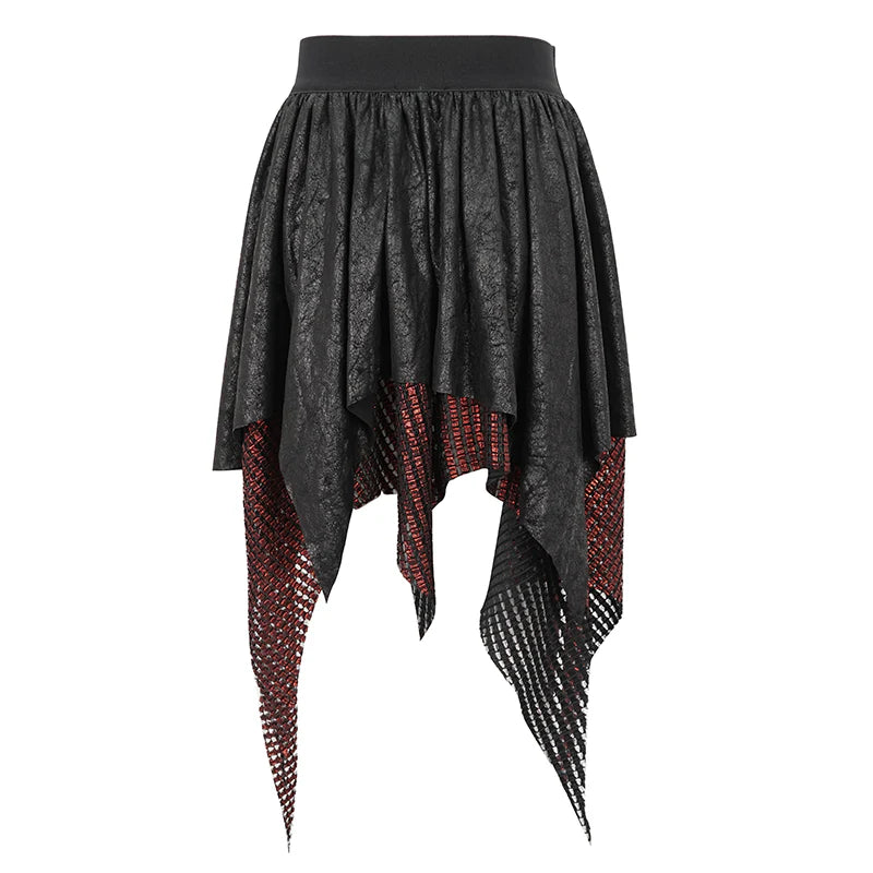 Fairy Goth Asymmetric Black & Red Skirt by Devil Fashion