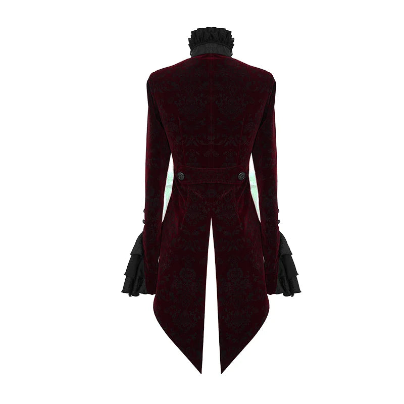 Leah Paisley Gothic Swallow Tail Red Jacket by Devil Fashion