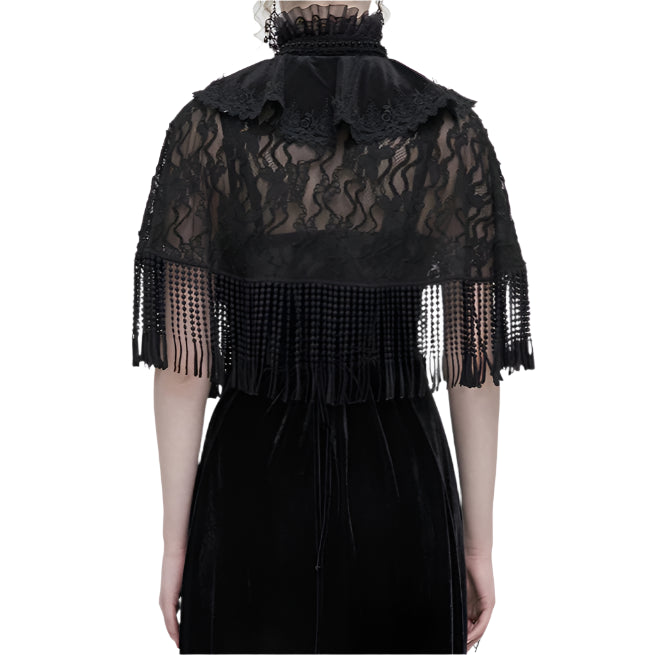 Mortem Gothic Lace Fringe Shawl Top by Eva Lady