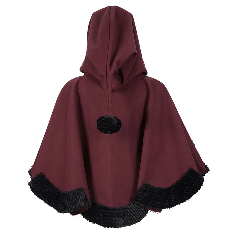 Thorns Of A Rose Gothic Black Faux Fur Shawl Cape by Devil Fashion