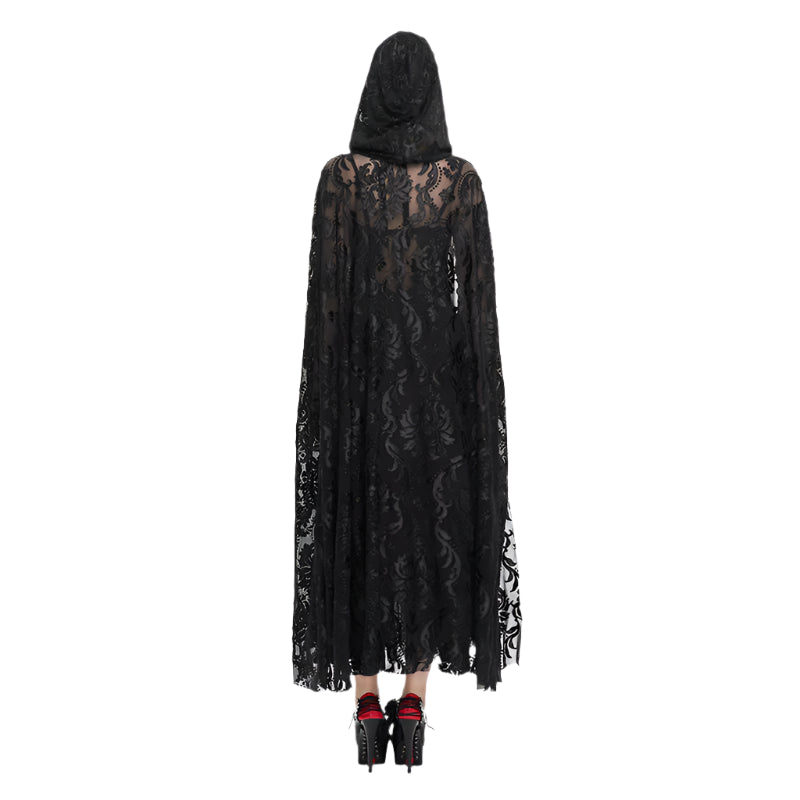 Eveline Gothic Lace Hooded Cape by Eva Lady