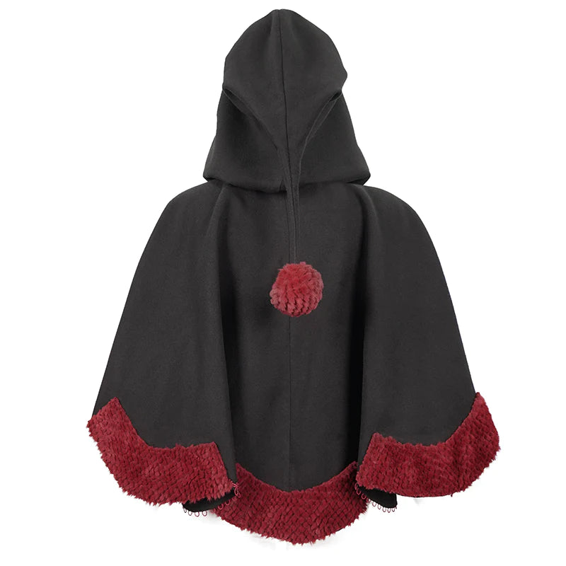 Thorns Of A Rose Gothic Red Faux Fur Shawl Cape by Devil Fashion