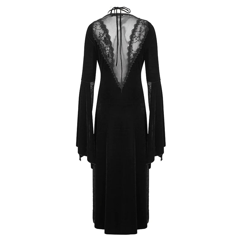 Drusilla Gothic Lace Panel Velvet Dress by Eva Lady