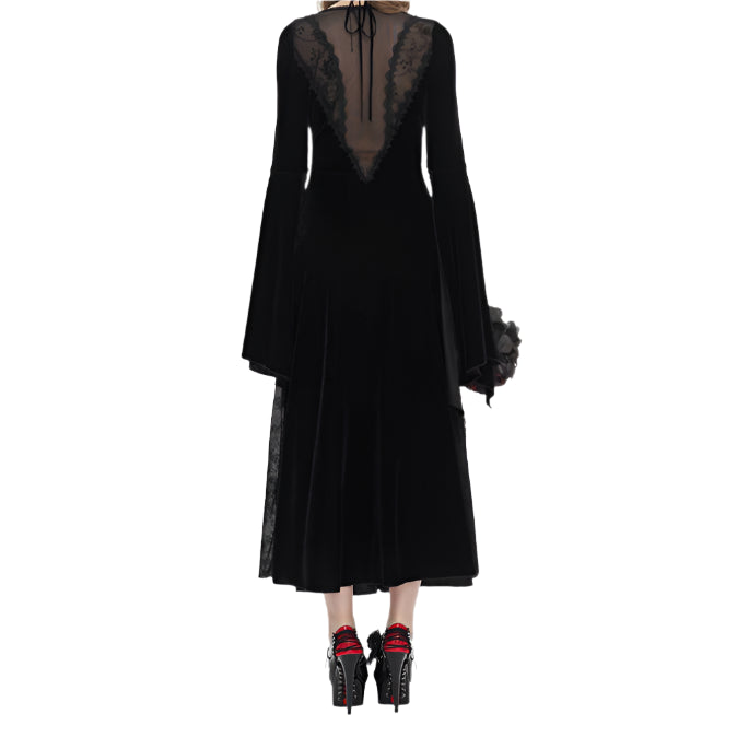 Drusilla Gothic Lace Panel Velvet Dress by Eva Lady