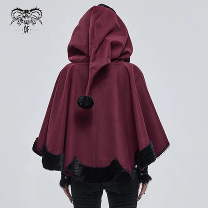 Thorns Of A Rose Gothic Black Faux Fur Shawl Cape by Devil Fashion